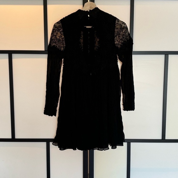 Free People Babydoll Dress backless.Black whimsigoth lace grunge.Size 0 - Picture 1 of 16